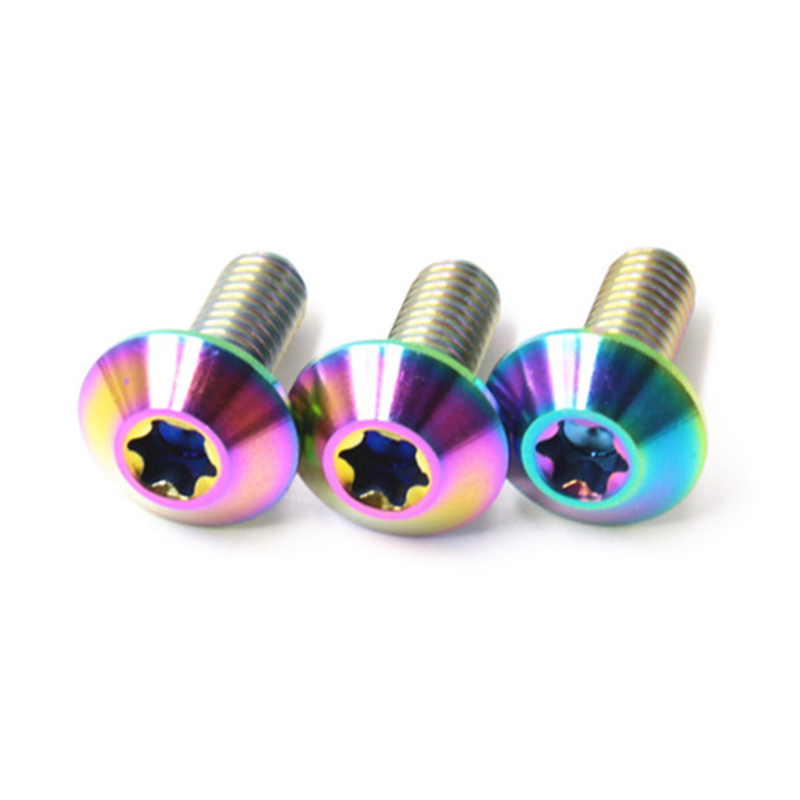 M6 đầu giàn màu sắc cầu vồng titan máy ren vít xe đạp M6 đầu giàn màu sắc cầu vồng titan máy ren vít xe đạp