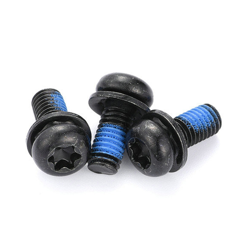 Vít ba đầu torx micro mini đầu tròn màu đen có miếng vá nylon Vít ba đầu torx micro mini đầu tròn màu đen có miếng vá nylon
