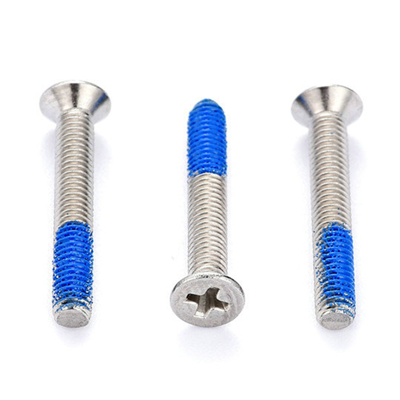 Vít máy PH2 đầu chìm bằng thép không gỉ M3 có miếng vá nylon Vít máy PH2 đầu chìm bằng thép không gỉ M3 có miếng vá nylon