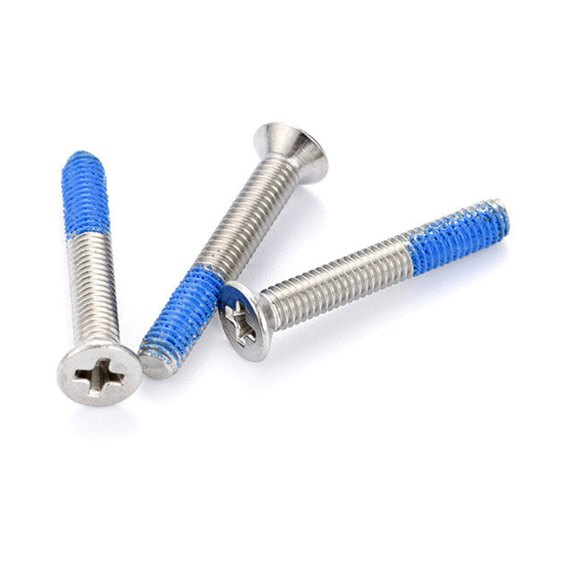 Vít máy PH2 đầu chìm bằng thép không gỉ M3 có miếng vá nylon Vít máy PH2 đầu chìm bằng thép không gỉ M3 có miếng vá nylon