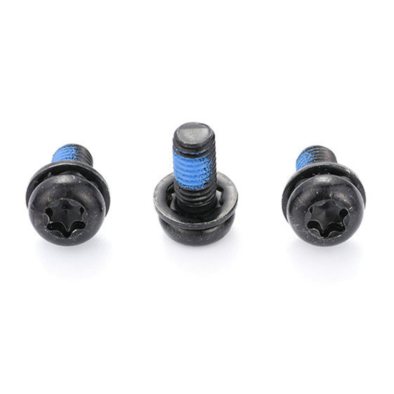 Vít ba bộ hình torx đầu tròn màu đen có miếng vá nylon Vít ba bộ hình torx đầu tròn màu đen có miếng vá nylon