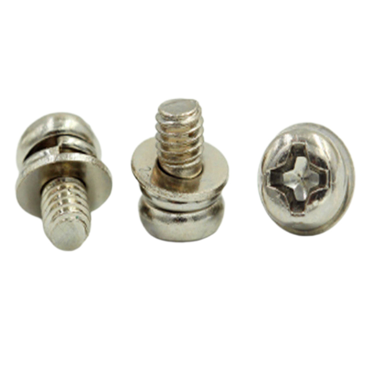 Bộ thép không gỉ 304 Bộ vít chéo đầu tròn kết hợp với vòng đệm Bộ thép không gỉ 304 Bộ vít chéo đầu tròn kết hợp với vòng đệm
